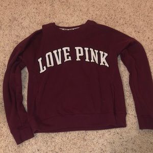 Maroon LOVE PINK crew neck